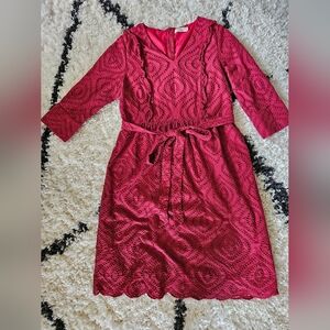 Roolee Mom Elegant Red Lace/Eyelet Nursing Dress